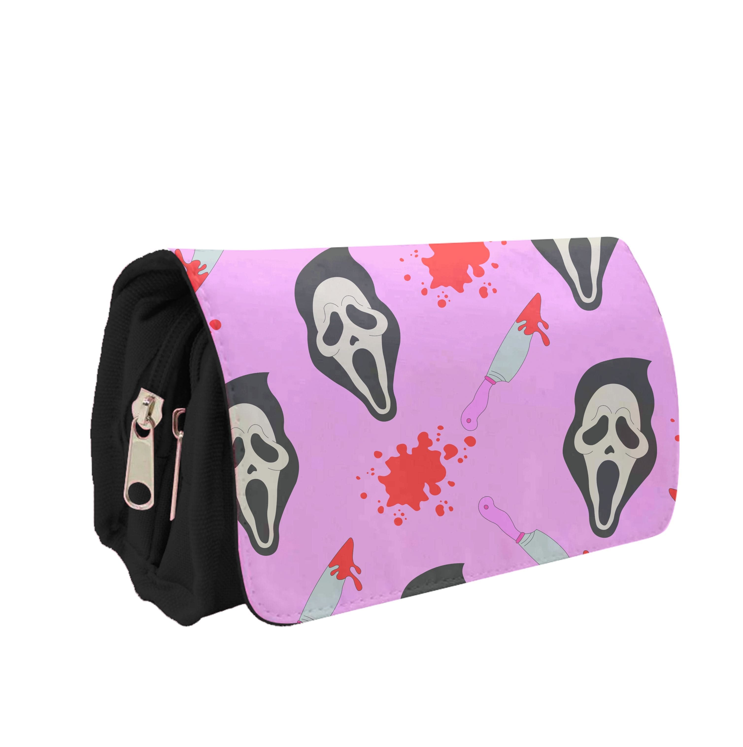 Pink Ghostface Pattern - Scream Pencil Case