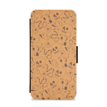 Orange Snakes And Skulls - Western  Flip / Wallet Phone Case