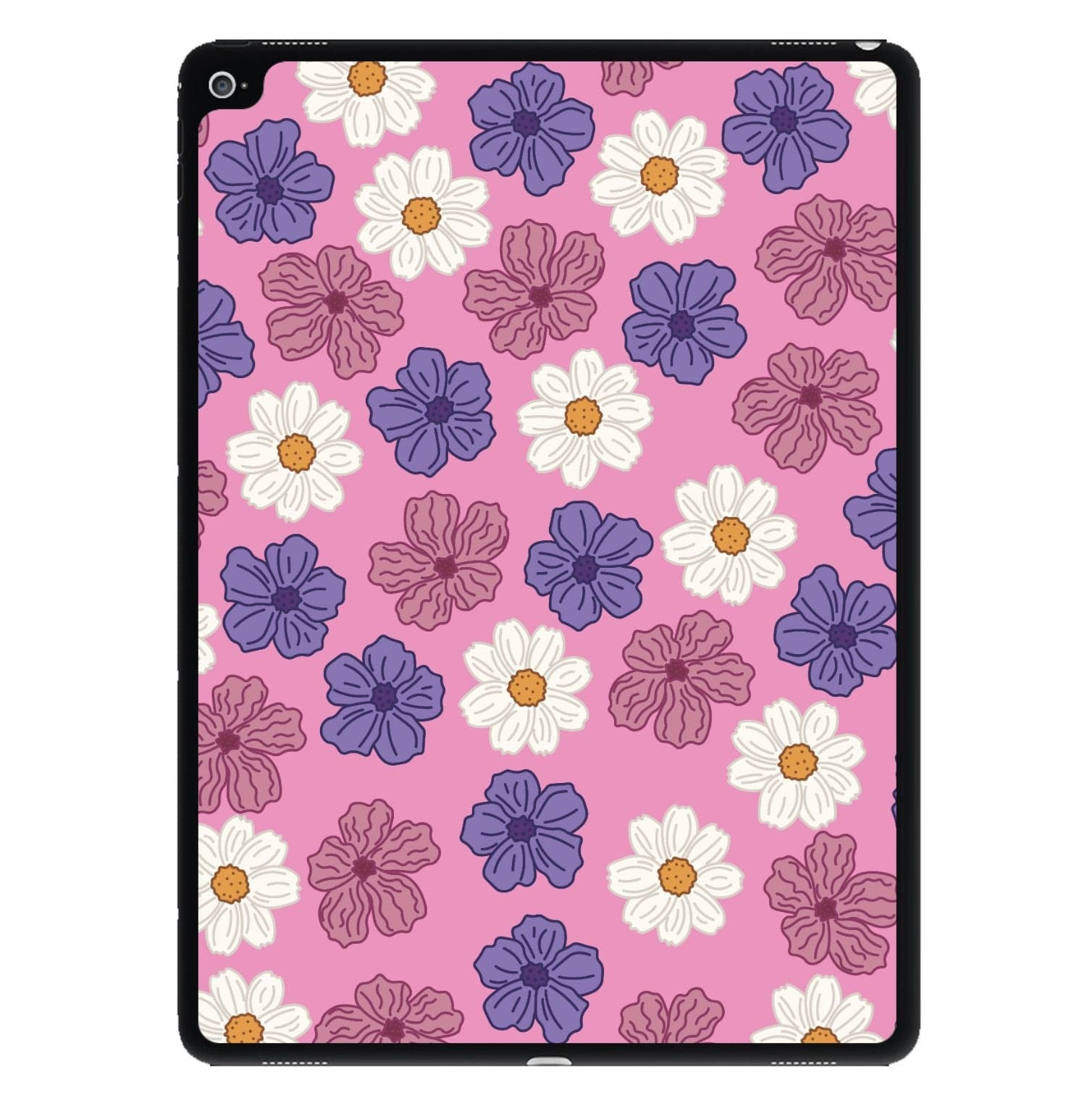 Pink, Purple And White Flowers - Floral Patterns iPad Case