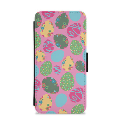 Pink Easter Eggs - Easter Patterns Flip / Wallet Phone Case