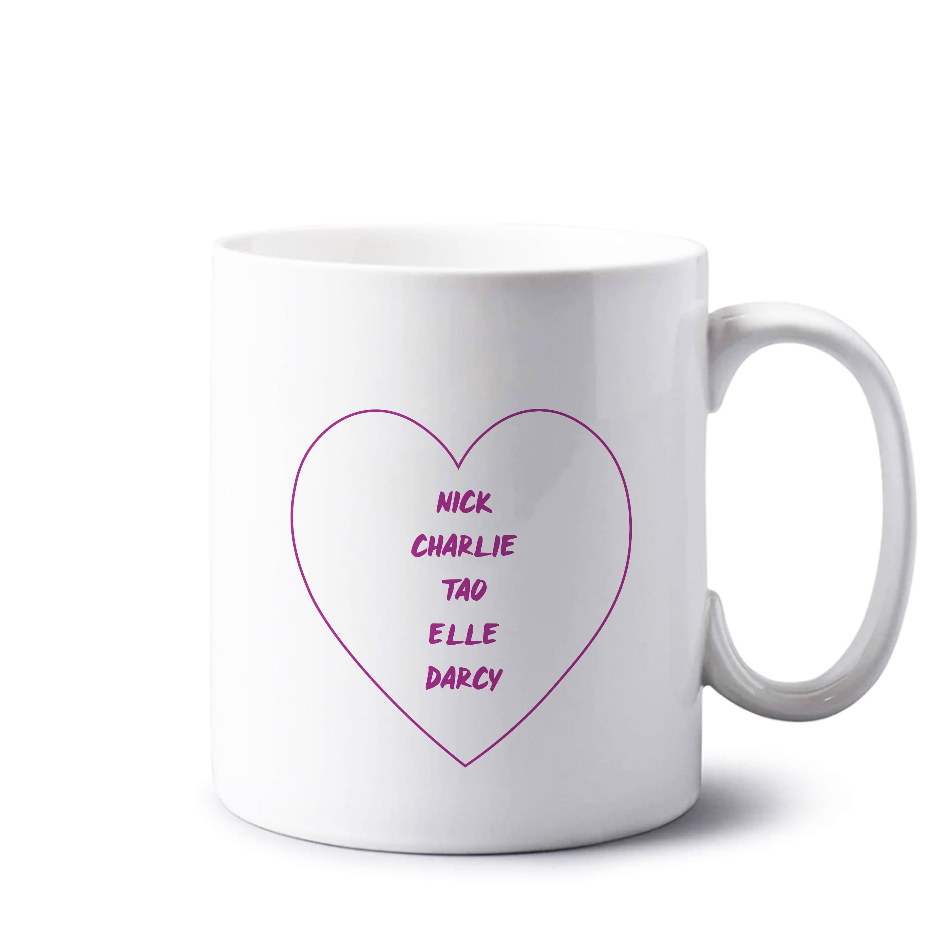 Nick , Charlie , Tao , Elle , Darcy - Heart TV Mug