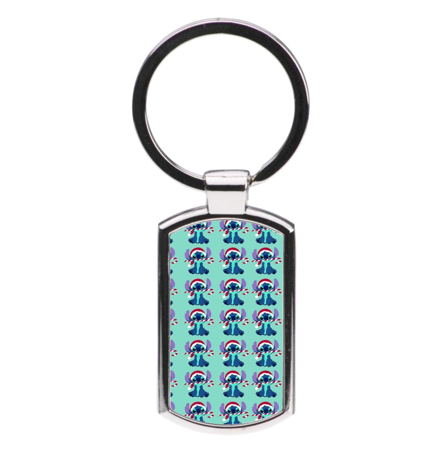 Christmas Blue Alien Pattern Luxury Keyring