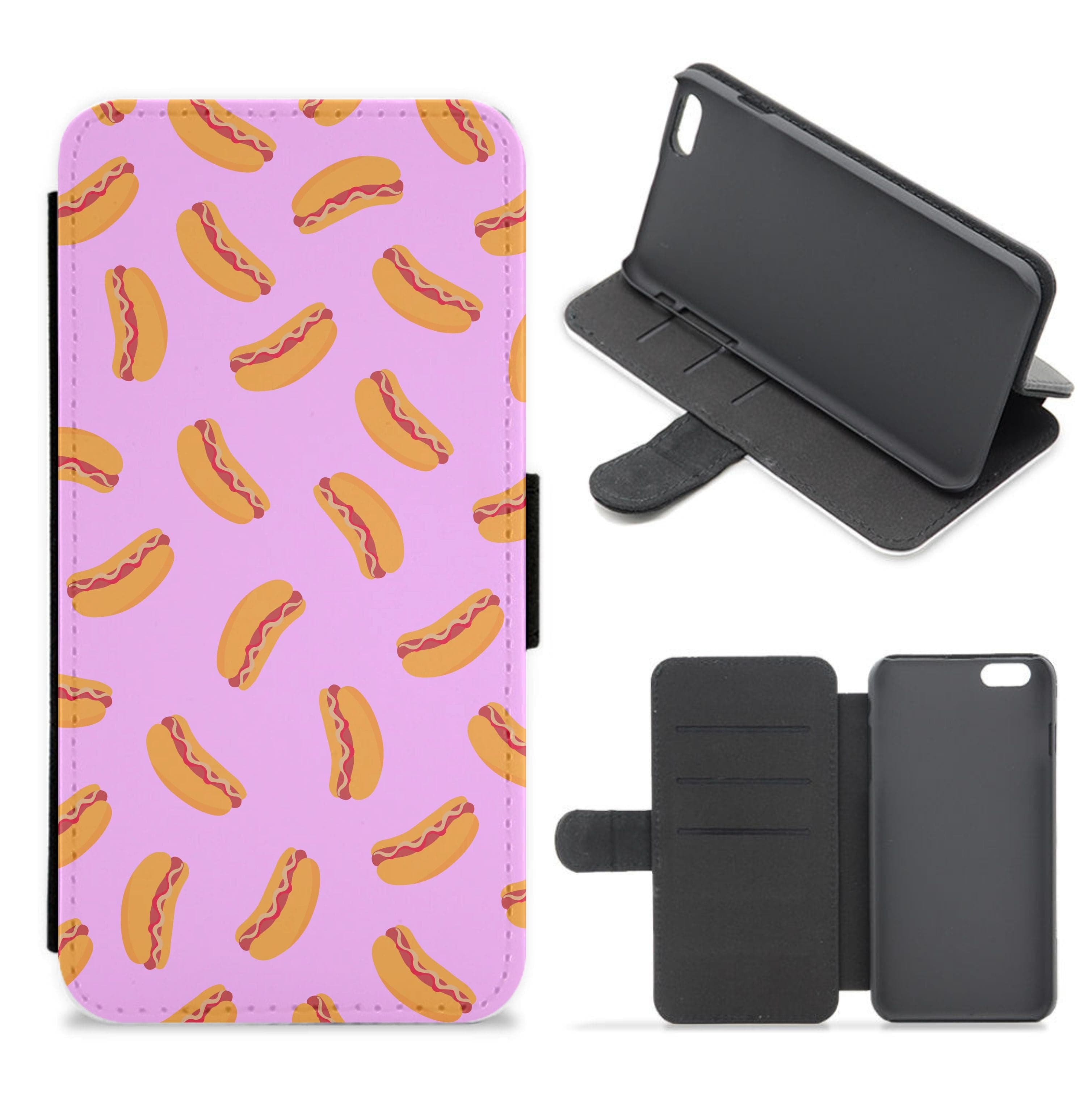 Hot Dogs - Fast Food Patterns Flip / Wallet Phone Case