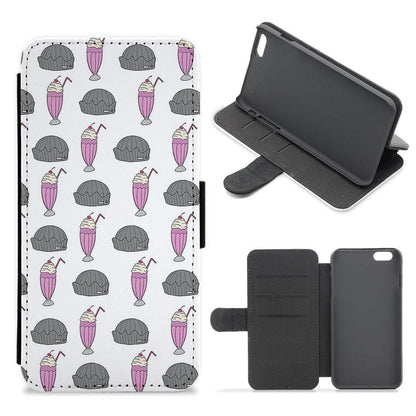 Jughead Jones Hat and Ice Cream Pattern Flip Wallet Phone Case - Fun Cases