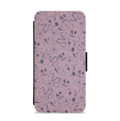 Purple Snakes And Skulls - Western  Flip / Wallet Phone Case