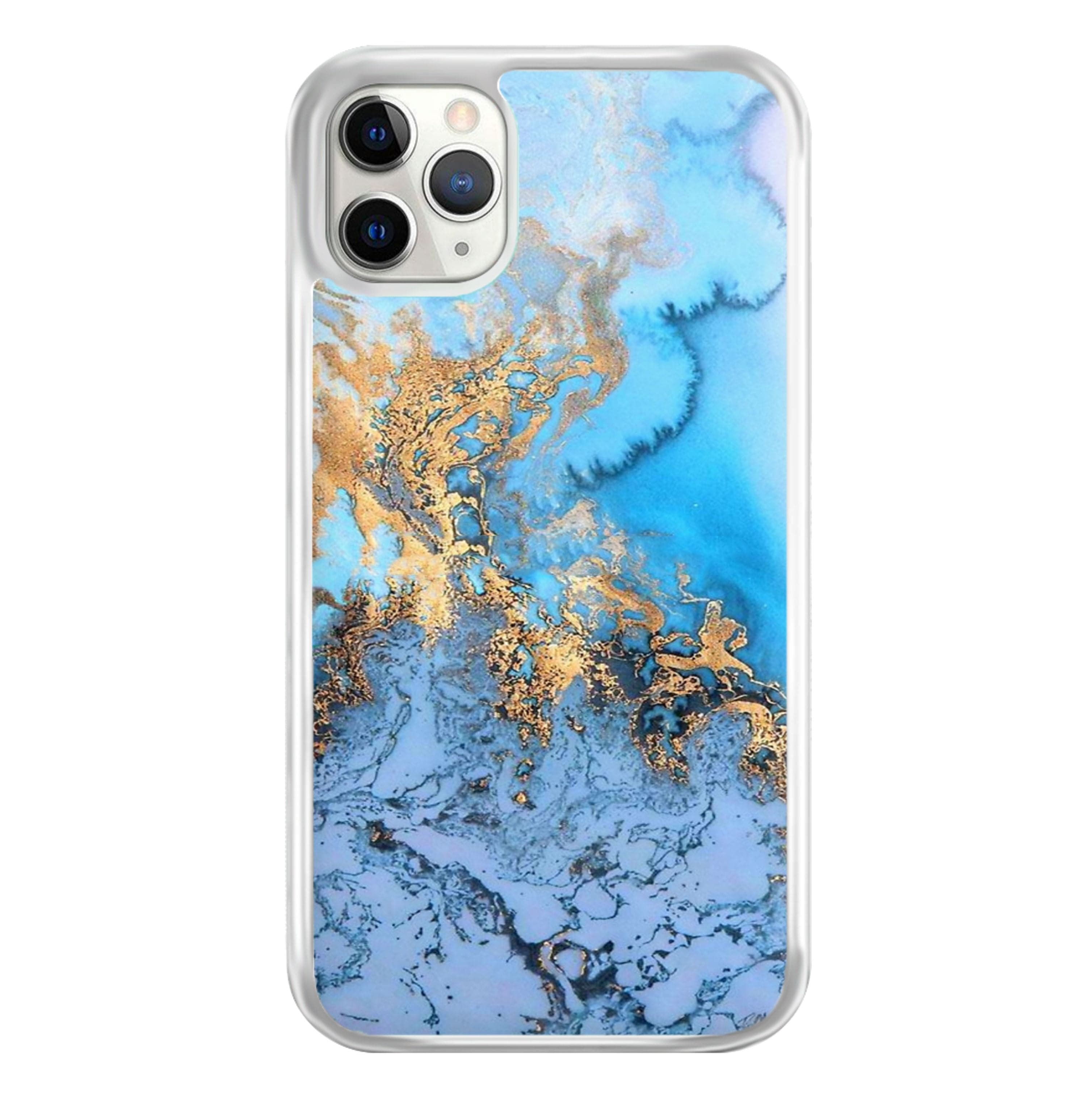 Sea Blue and Gold Marble Phone Case