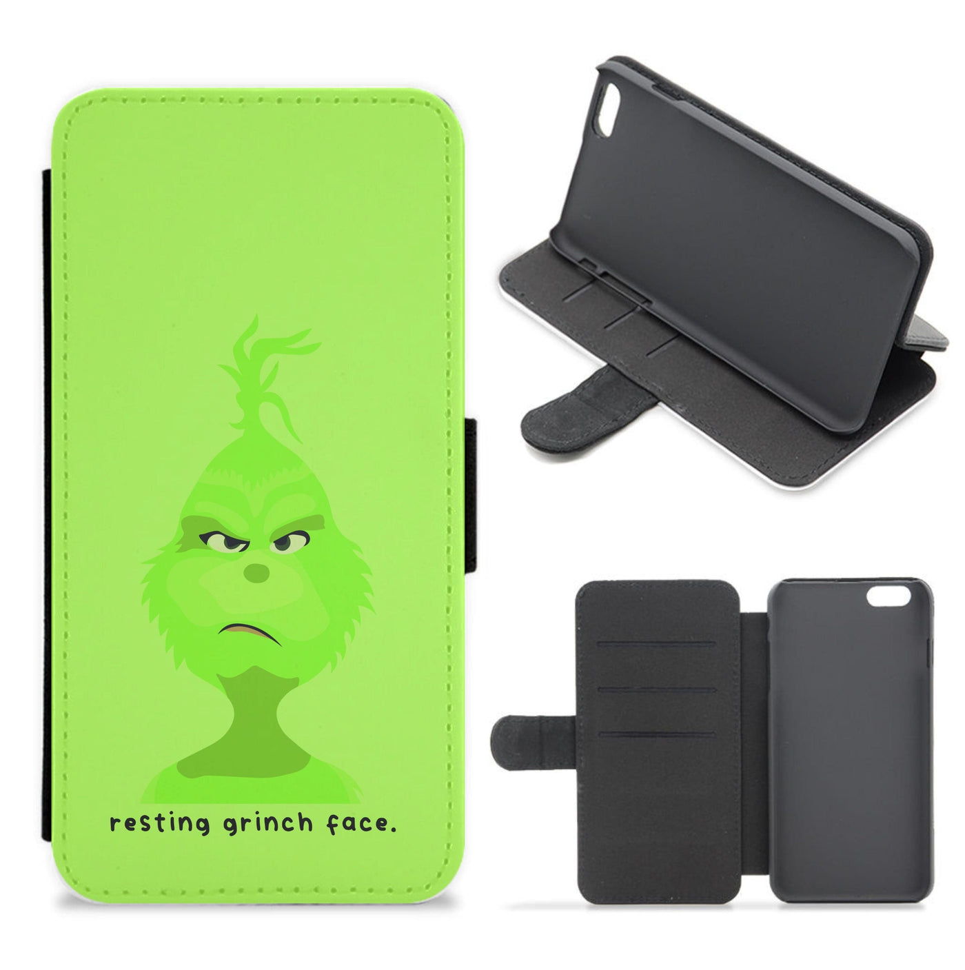 Resting Grinch Face - Grinch Flip / Wallet Phone Case