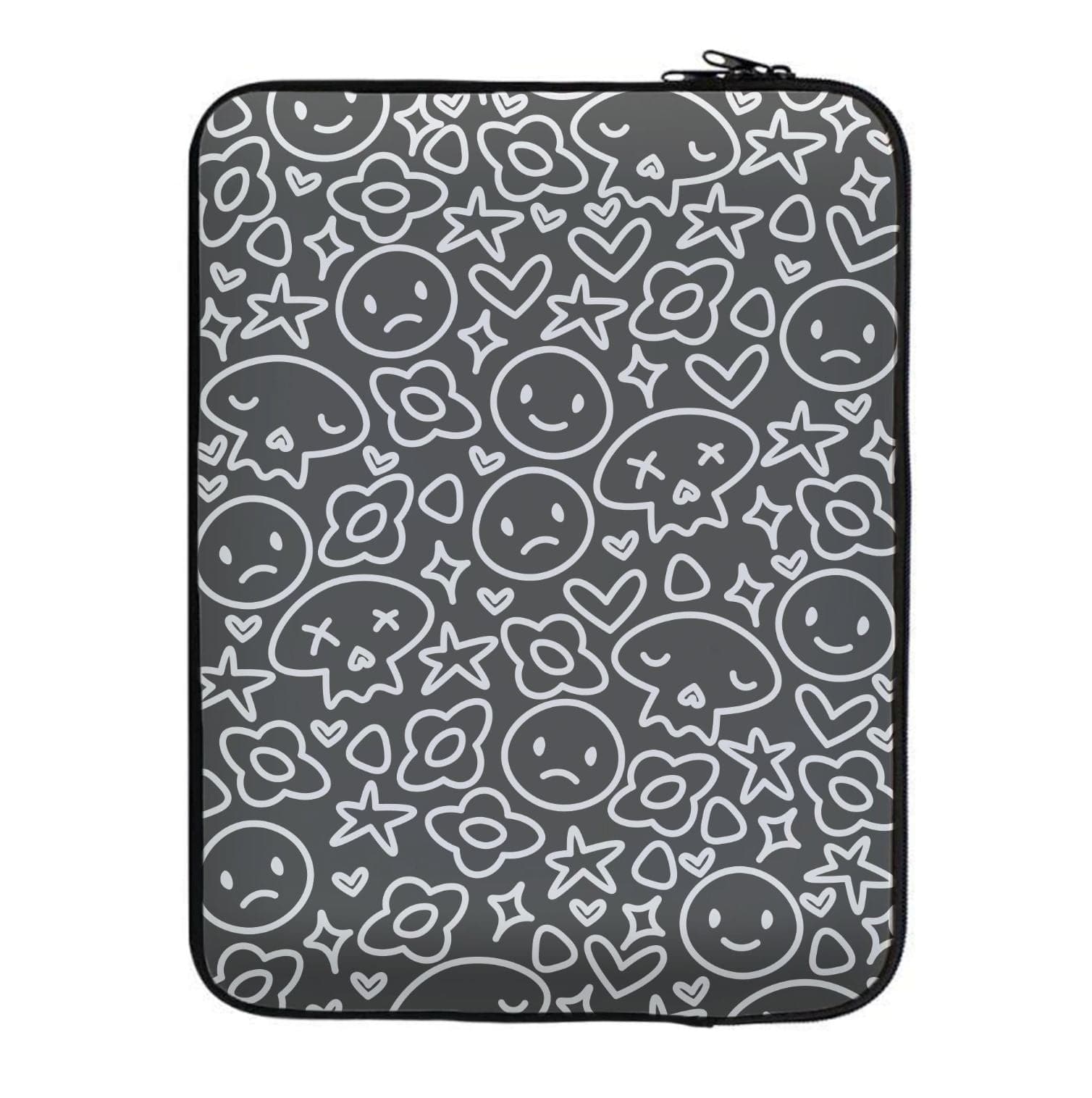 Black Skulls - Skate Aesthetic  Laptop Sleeve