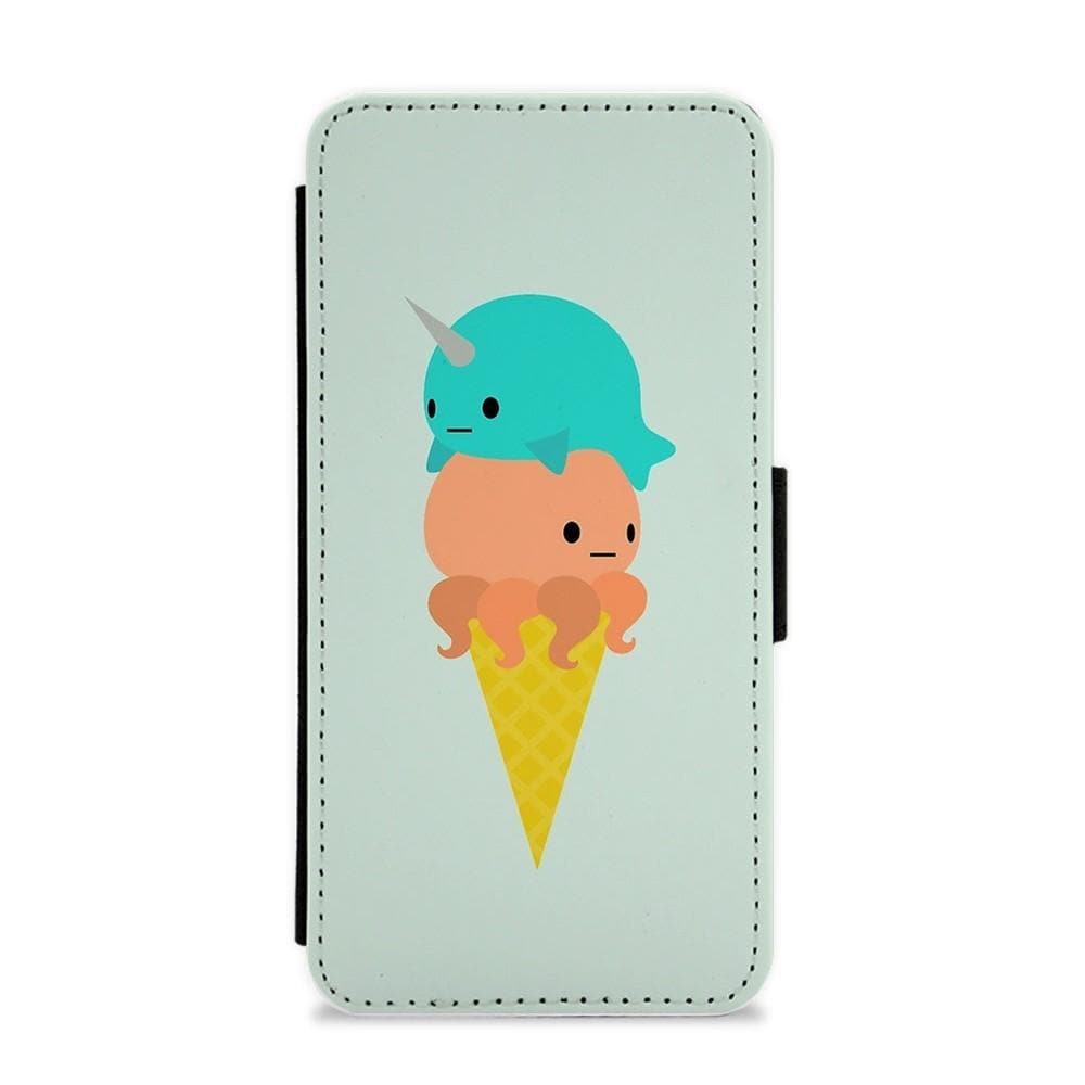 Narwhal Octopus Ice Cream Flip / Wallet Phone Case - Fun Cases