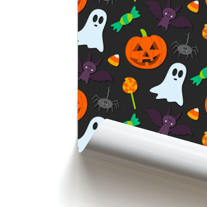 Colourful Halloween Pattern Poster