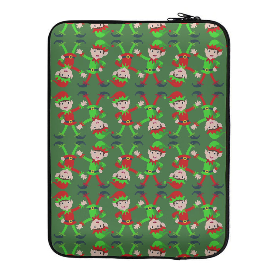 Elf Face Pattern - Christmas Patterns Laptop Sleeve