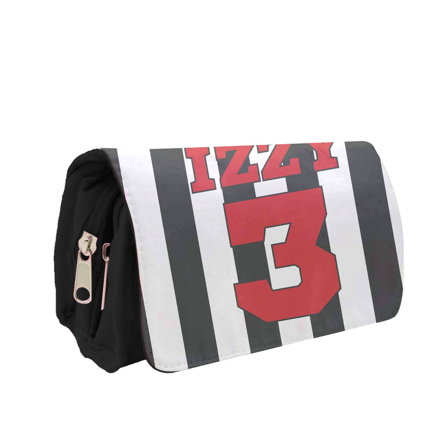 Black And White Stripes - Personalised Football   Pencil Case