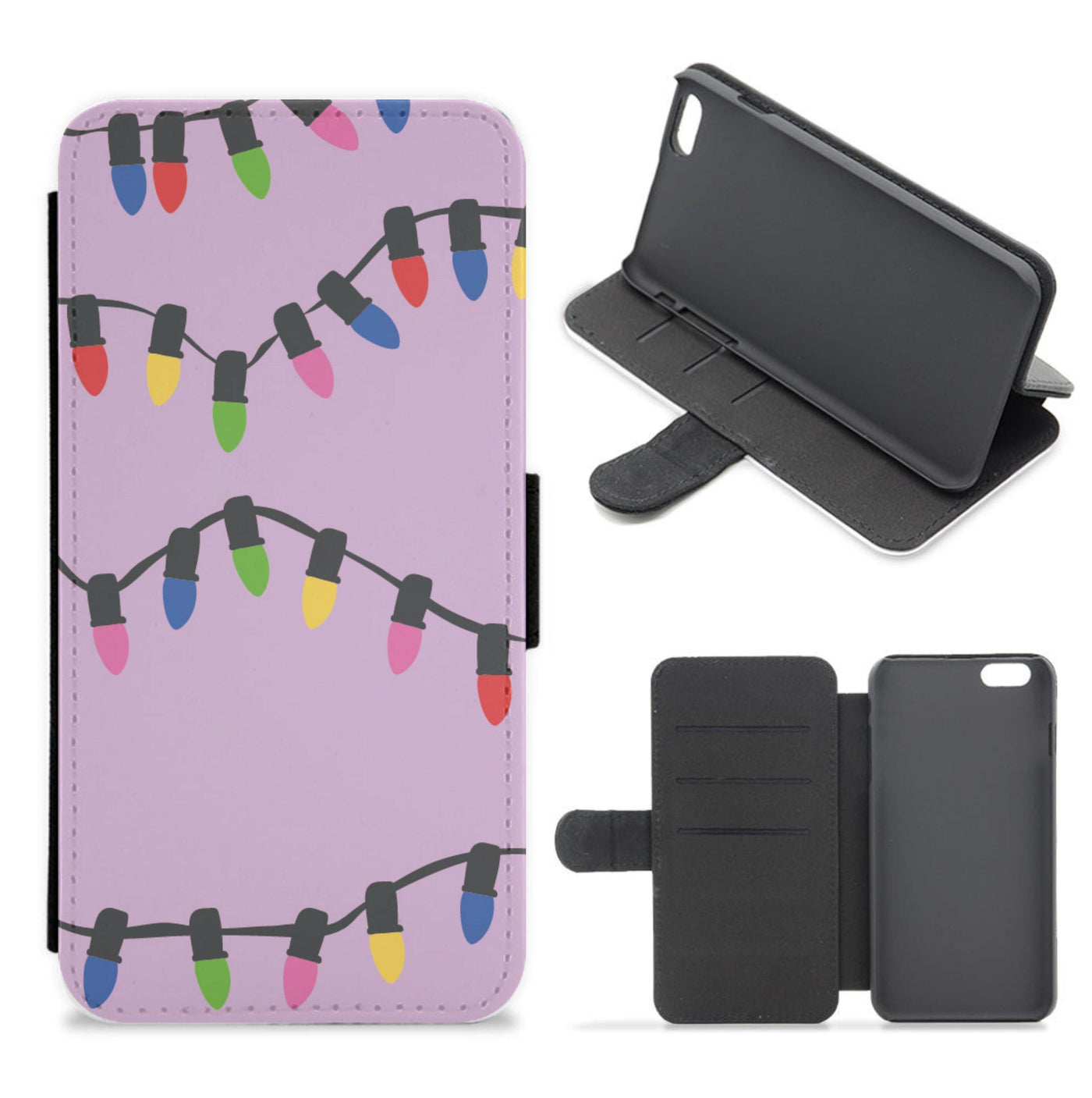 Pink Lights - Christmas Patterns Flip / Wallet Phone Case