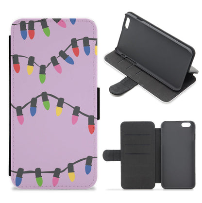 Pink Lights - Christmas Patterns Flip / Wallet Phone Case