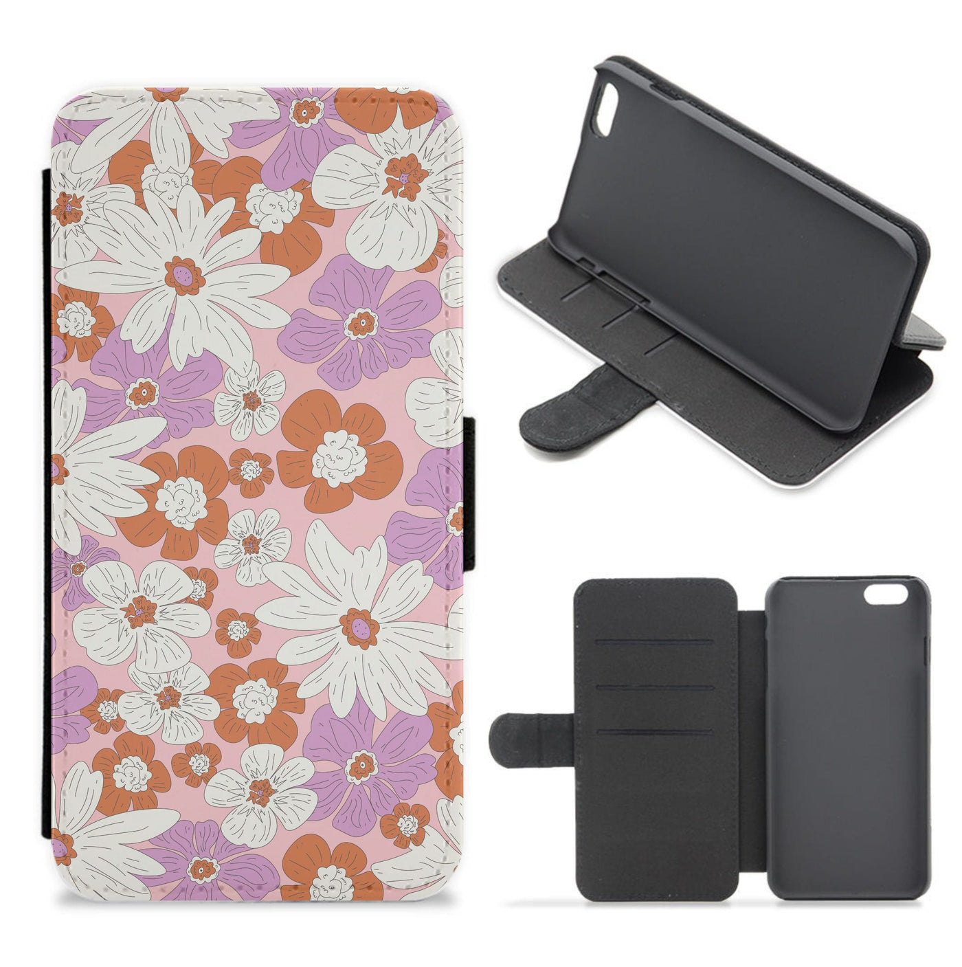 Retro Flowers - Floral Patterns Flip / Wallet Phone Case