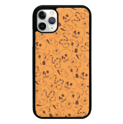 Orange Snakes And Skulls - Western  Phone Case