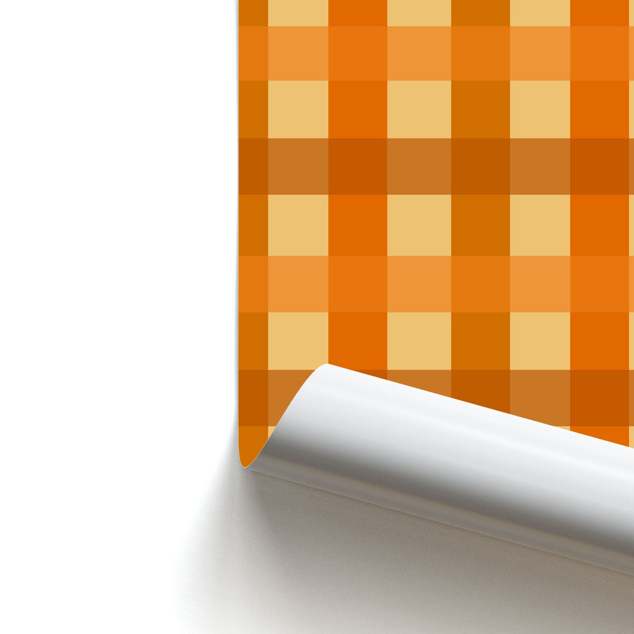 Orange Plaid Pattern- Autumn Poster