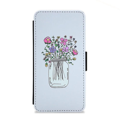 Cartoon Flower Jar Flip Wallet Phone Case - Fun Cases