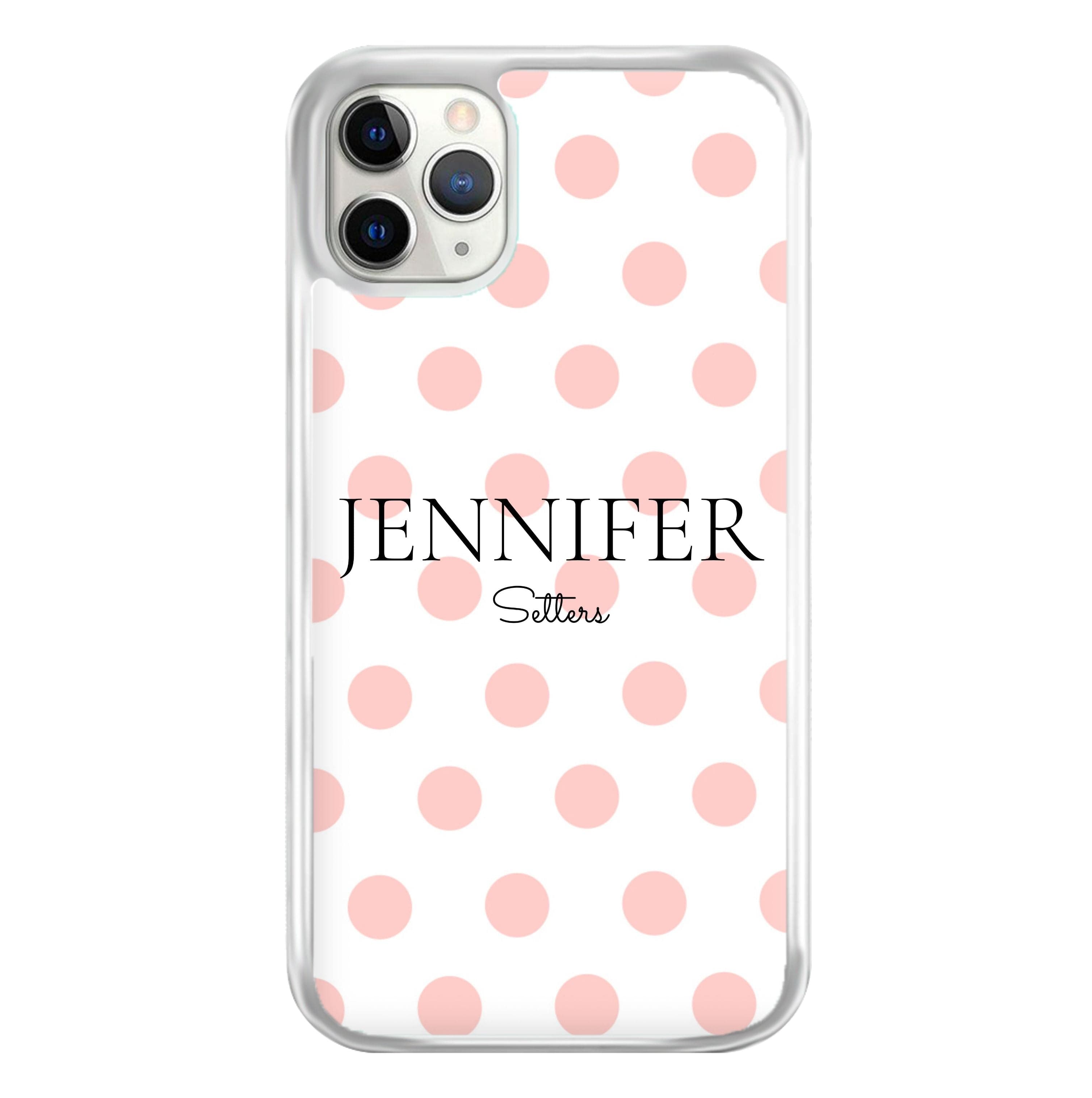 Pink Polka Dot Personalised Phone Case