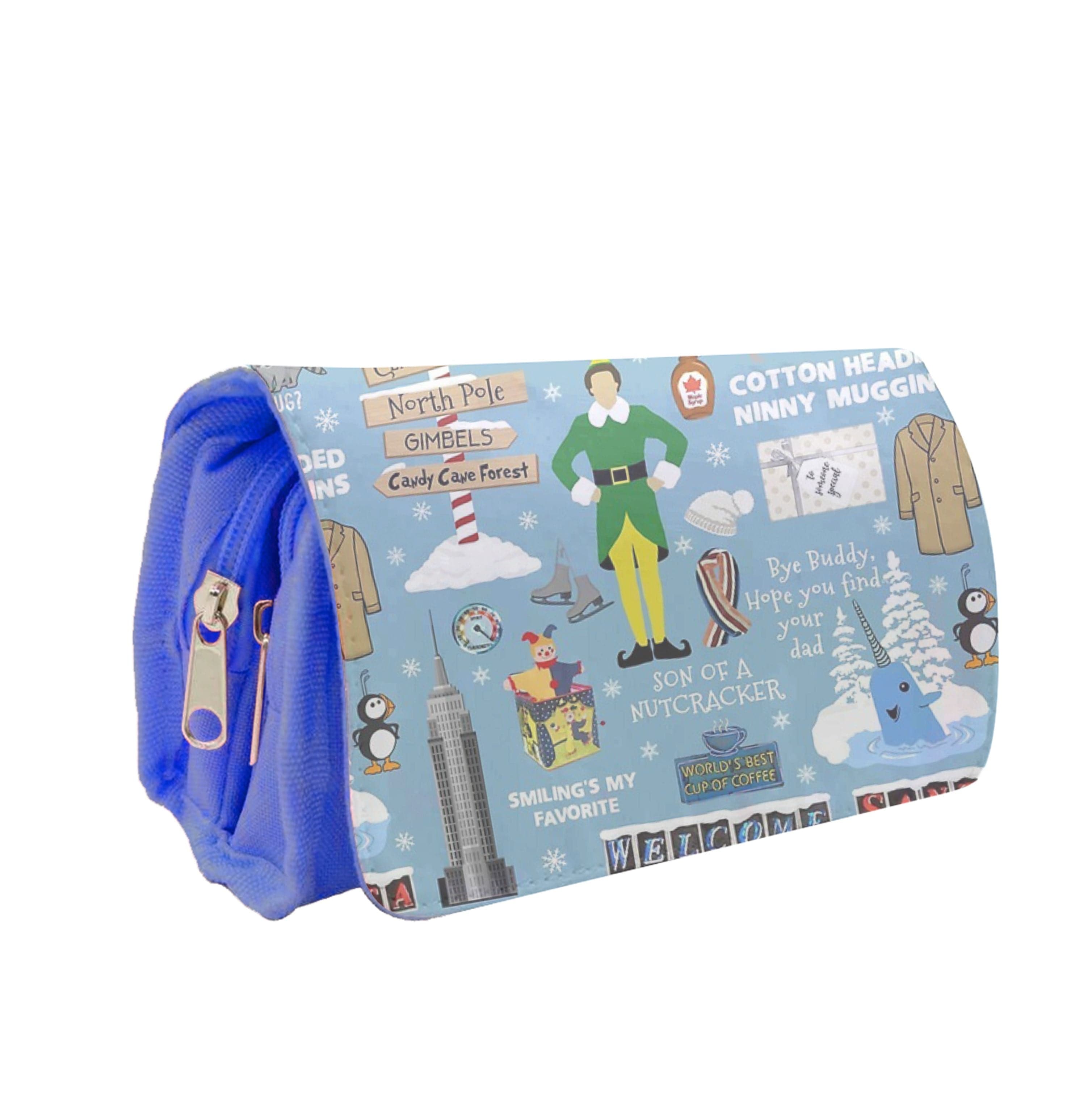 Blue Buddy The Elf Pattern Pencil Case