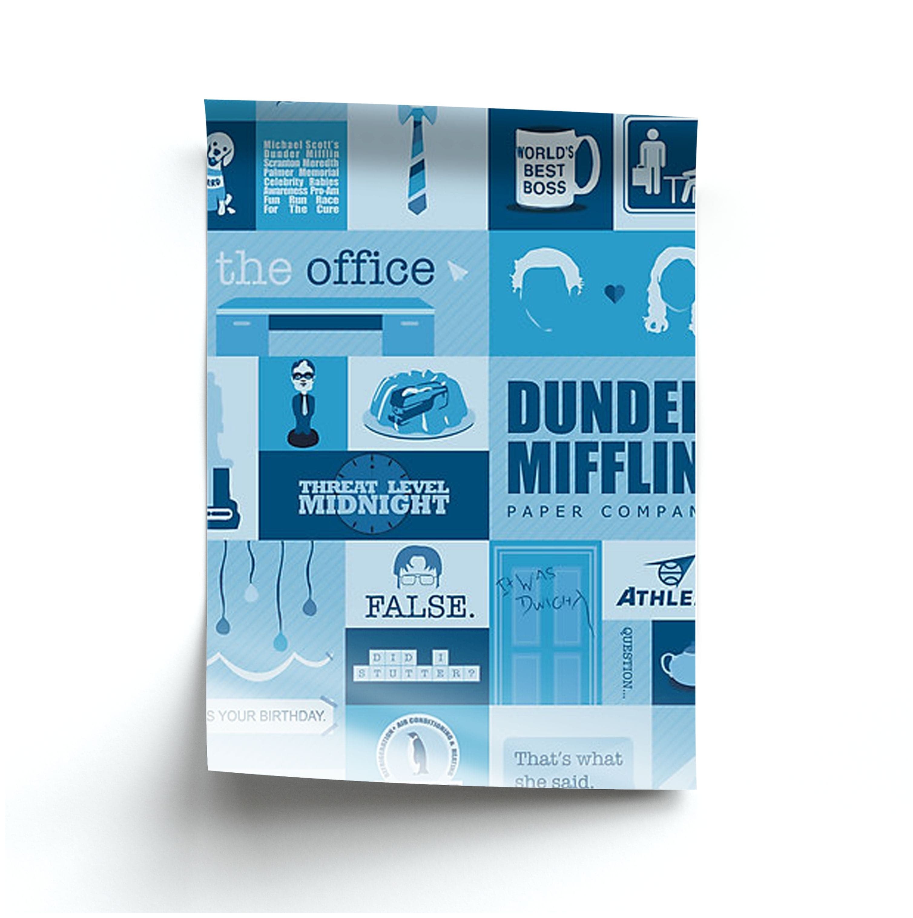 Office Blue Patchwork Poster