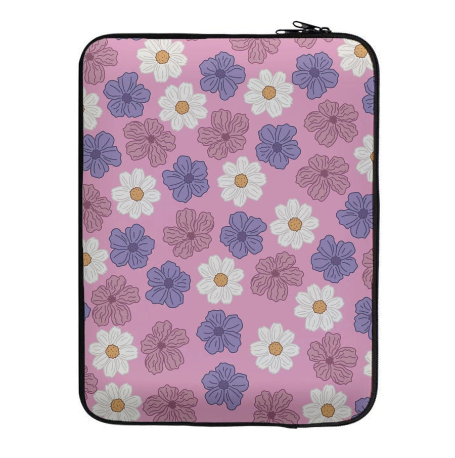 Pink, Purple And White Flowers - Floral Patterns Laptop Sleeve