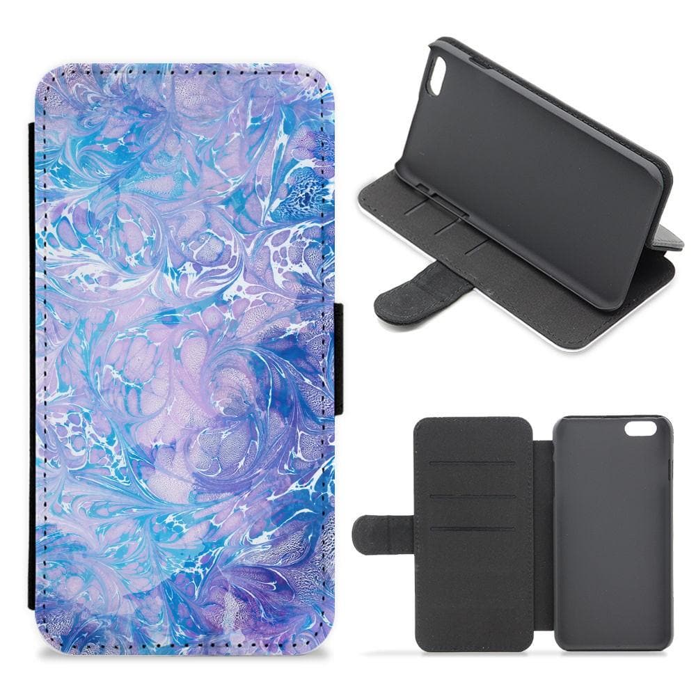 Sea Blue Swirly Marble Flip / Wallet Phone Case - Fun Cases