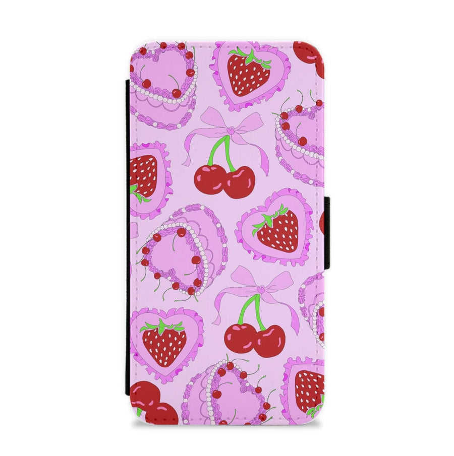 Cherries, Strawberries And Cake - Valentine's Day Flip / Wallet Phone Case