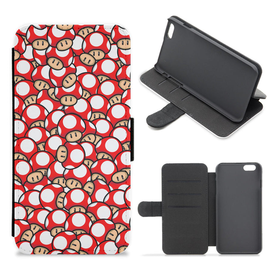 Mushroom Pattern - Red Flip / Wallet Phone Case