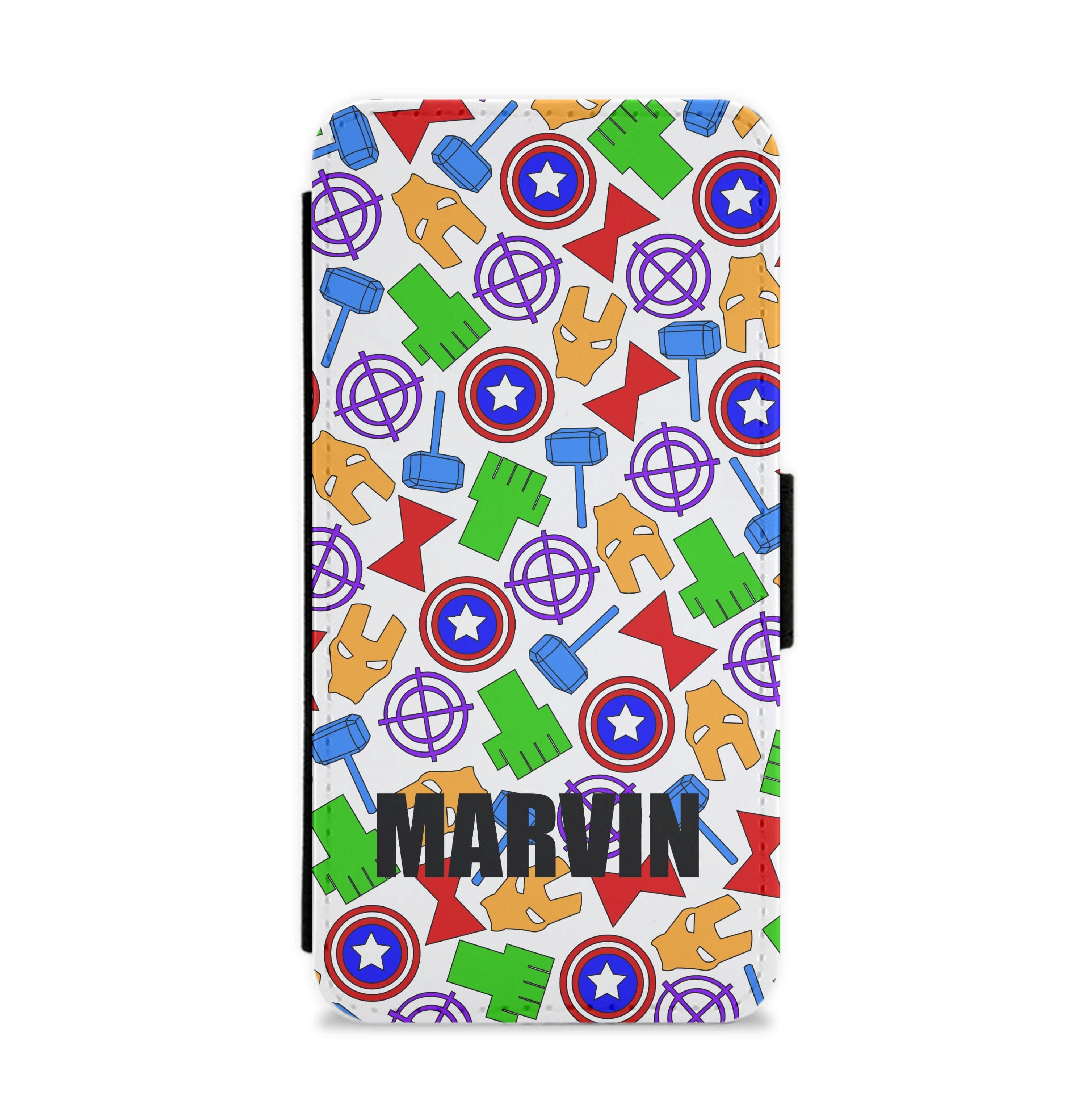 Icon Pattern - Personalised Superhero Comic Flip / Wallet Phone Case