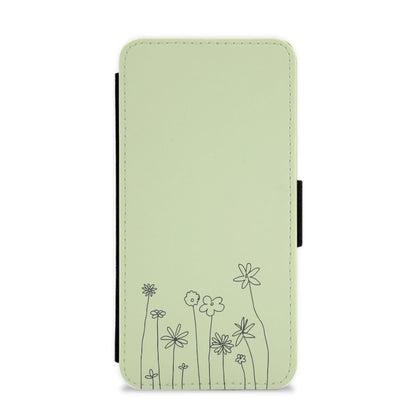 Floral Outline - Floral Flip / Wallet Phone Case