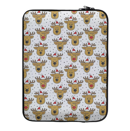 Reindeers In Santa Hats Pattern Laptop Sleeve