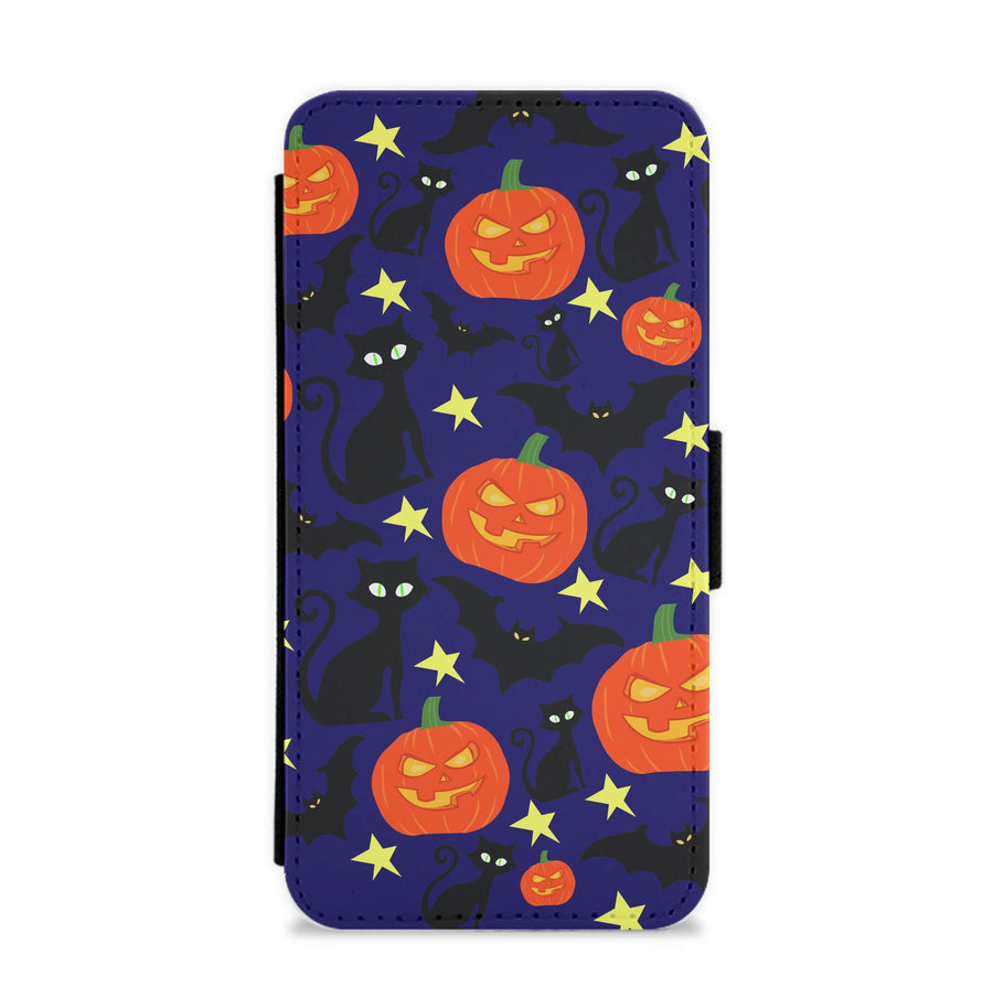 Pumpkin And Cats - Halloween Flip / Wallet Phone Case