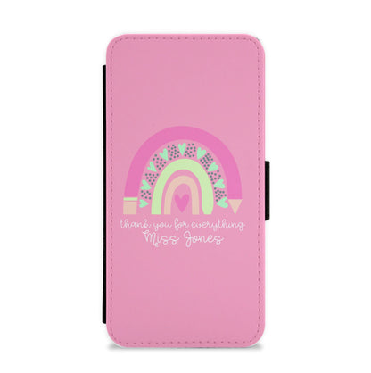 Thank You For Everything - Personalised Teachers Gift Flip / Wallet Phone Case