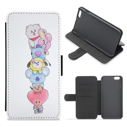 BTS BT21 Drawing Flip Wallet Phone Case