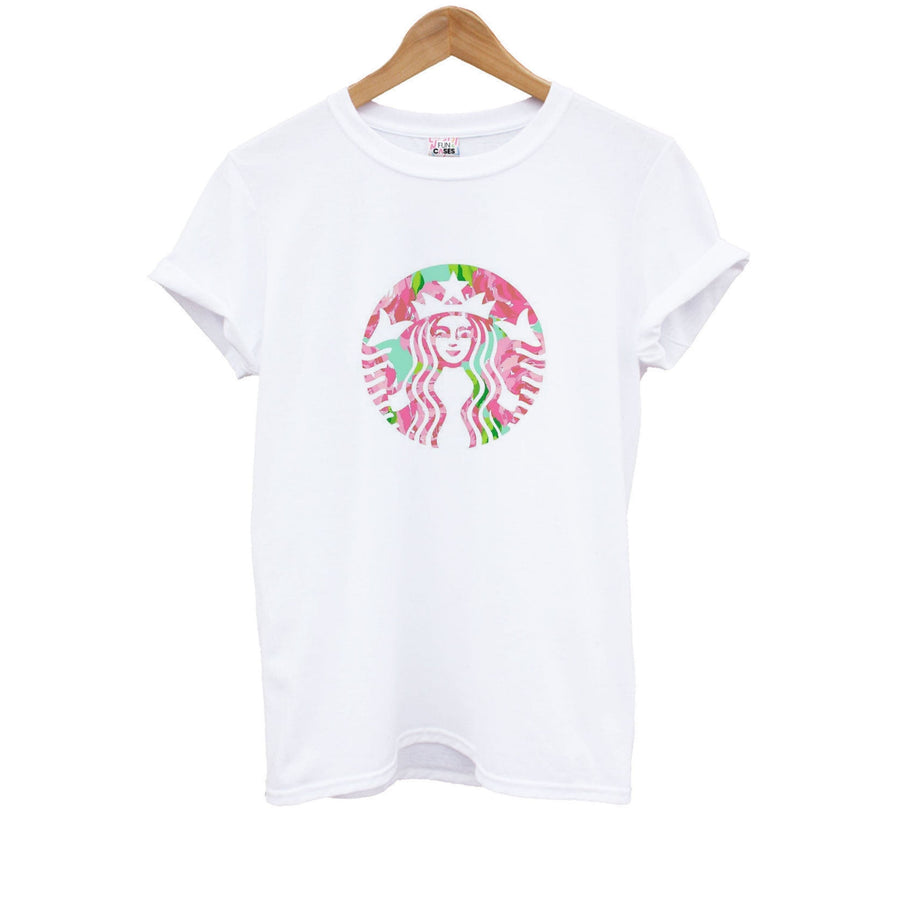 Pink Starbucks Logo Kids T-Shirt