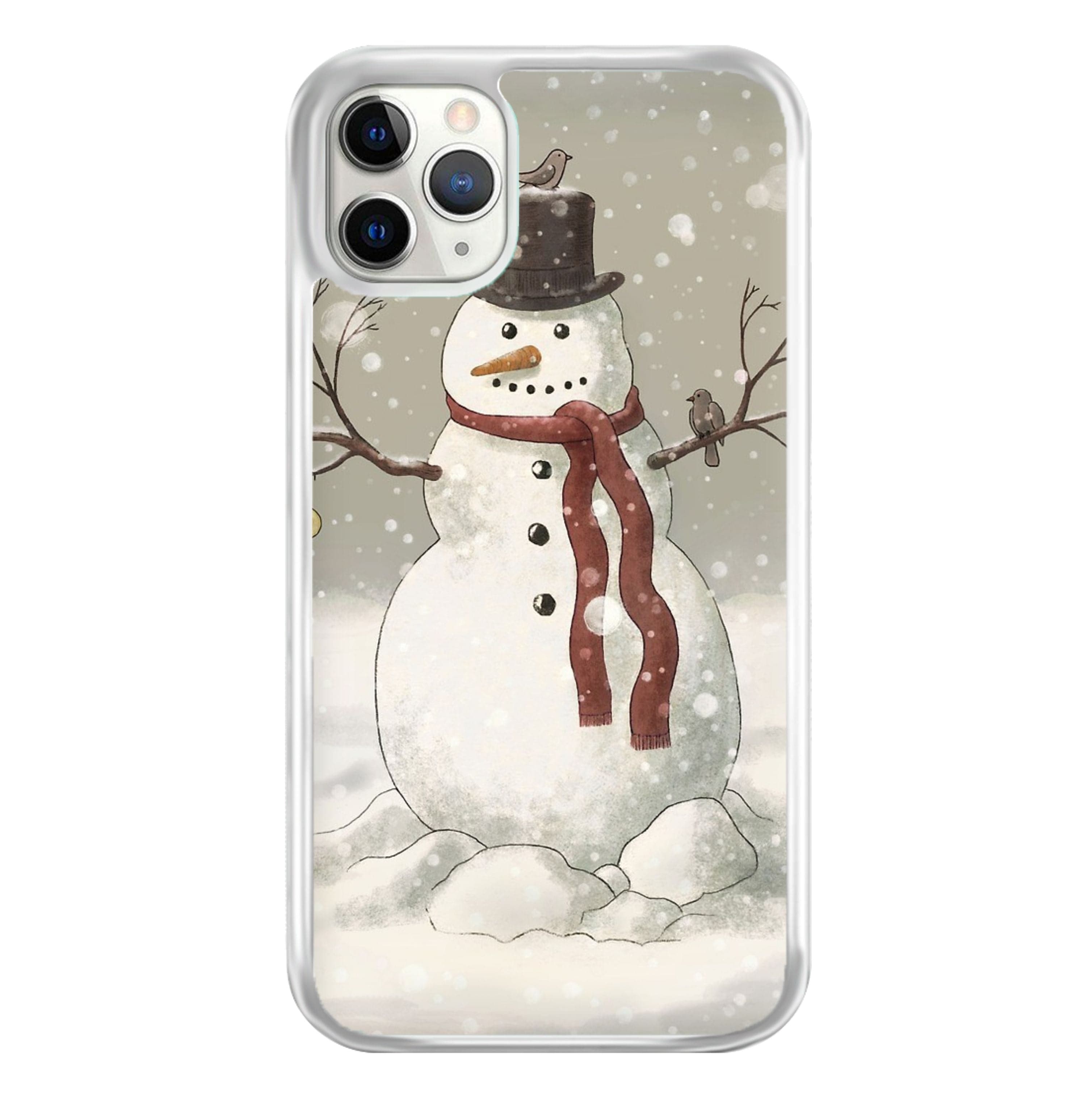 Christmas Snowman Drawing Phone Case