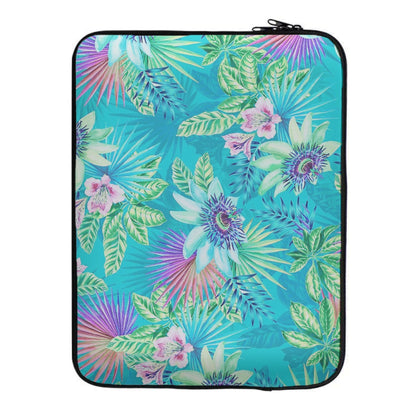 Blue Floral Pattern Laptop Sleeve