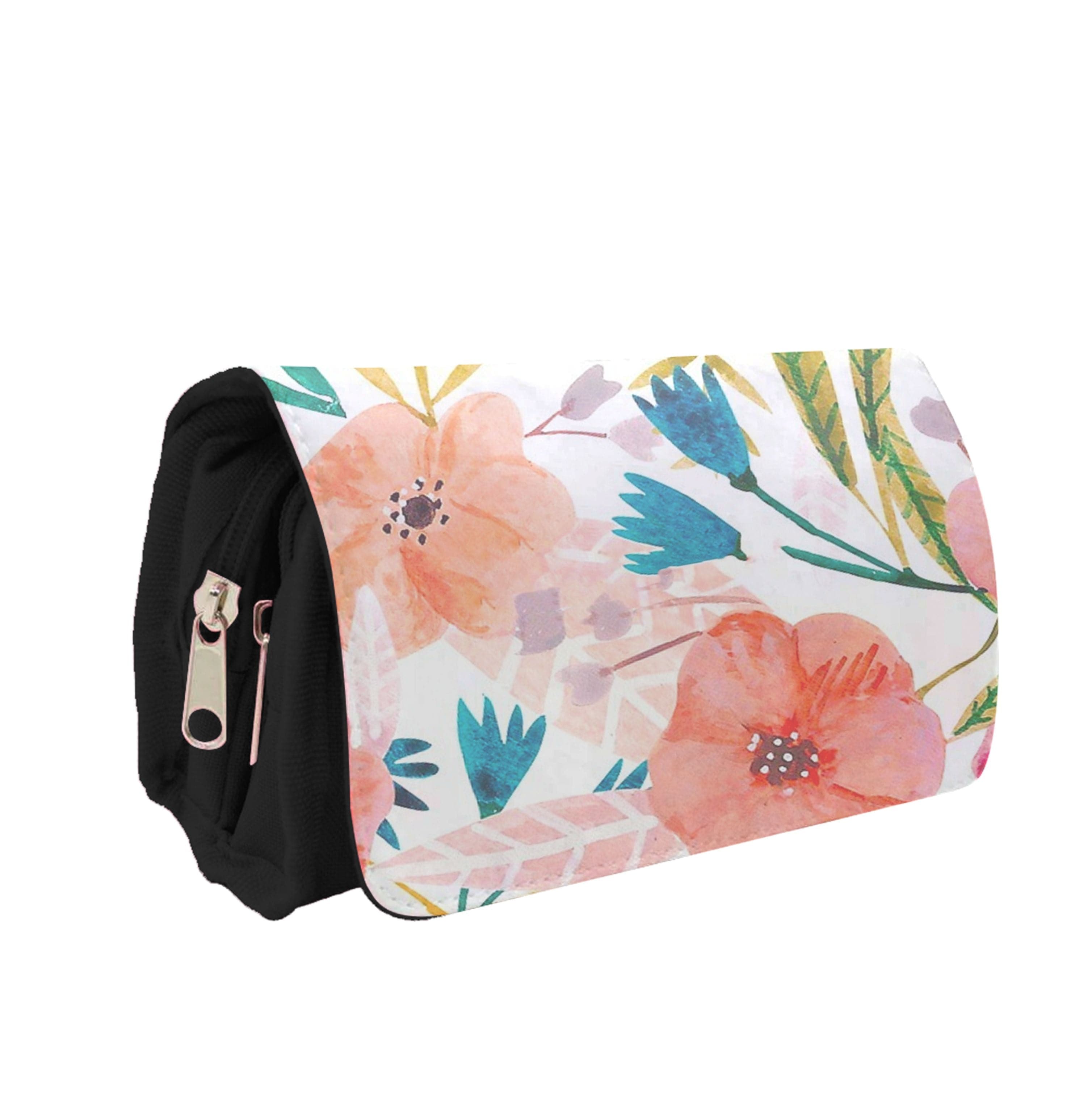 Peach Watercolour Floral Pattern Pencil Case