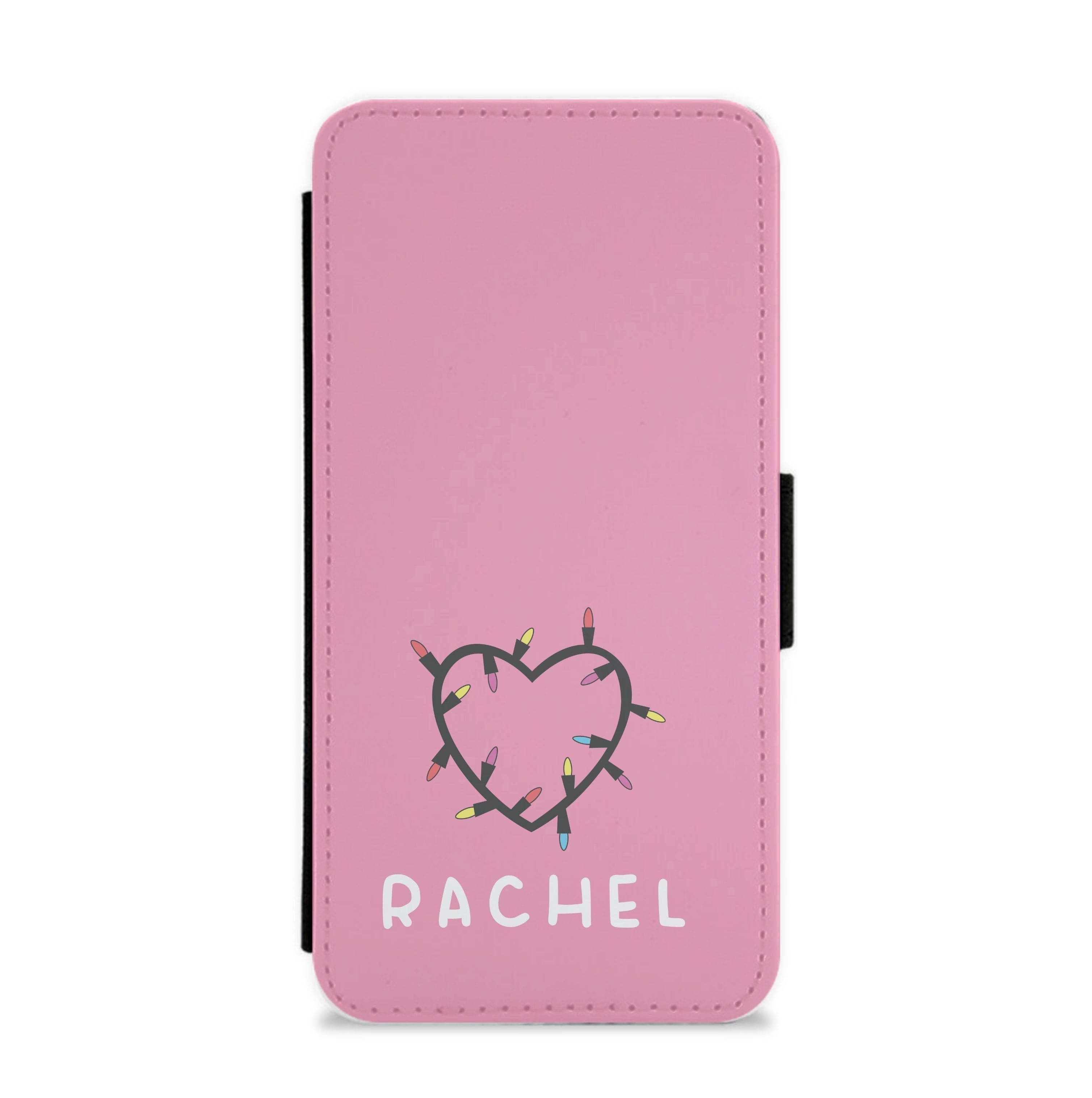 Heart Shaped Fairy Lights - Personalised Stranger Flip / Wallet Phone Case