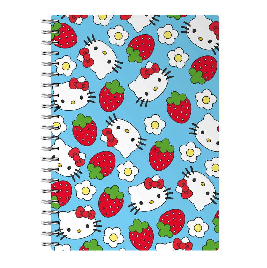 Strawberries And Flowers Pattern - Hello Kitty Notebook