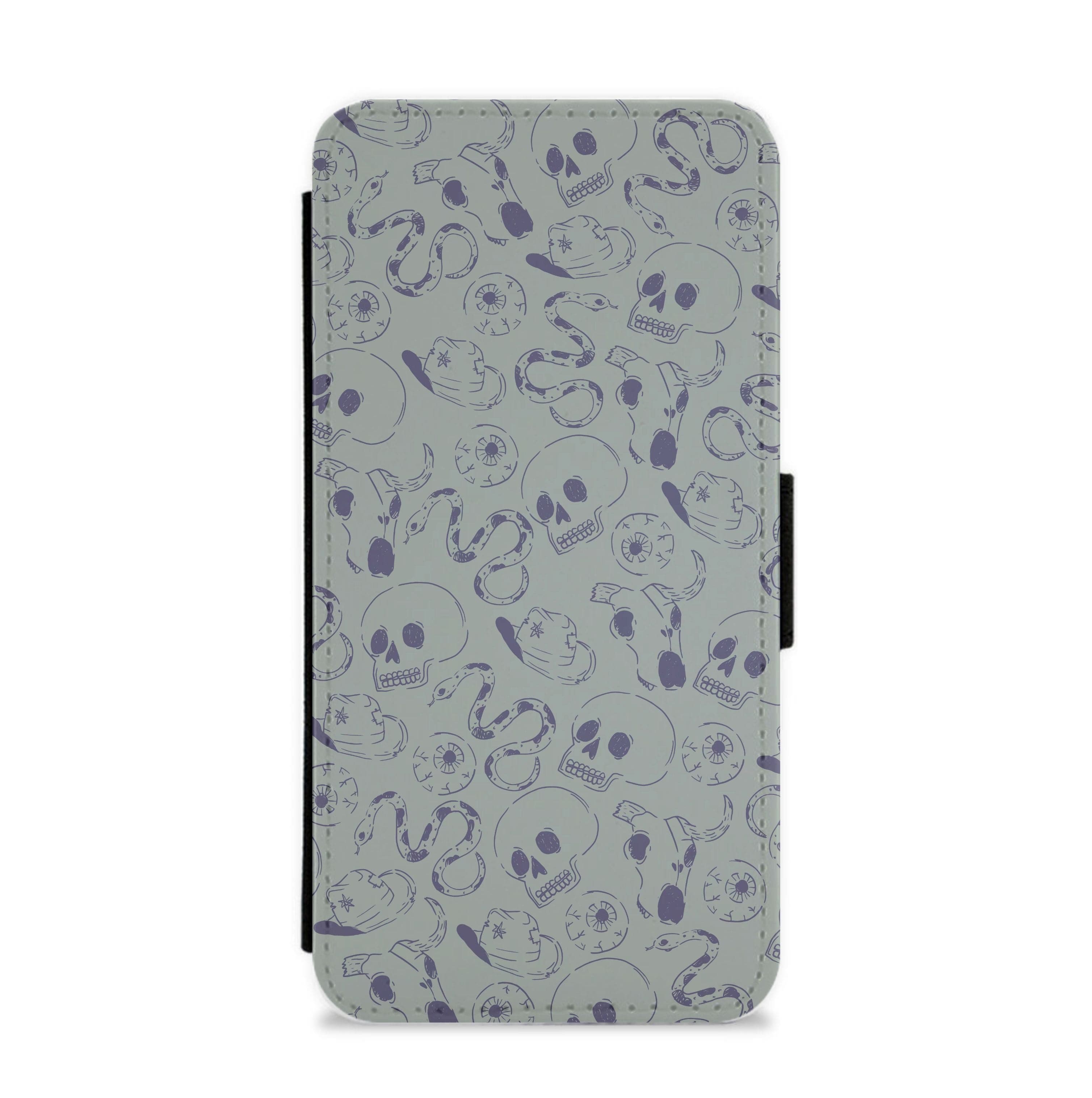 Blue Snakes And Skulls - Western  Flip / Wallet Phone Case