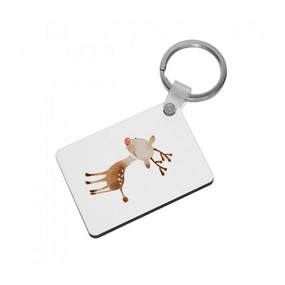 Watercolour Rudolph The Reindeer Keyring