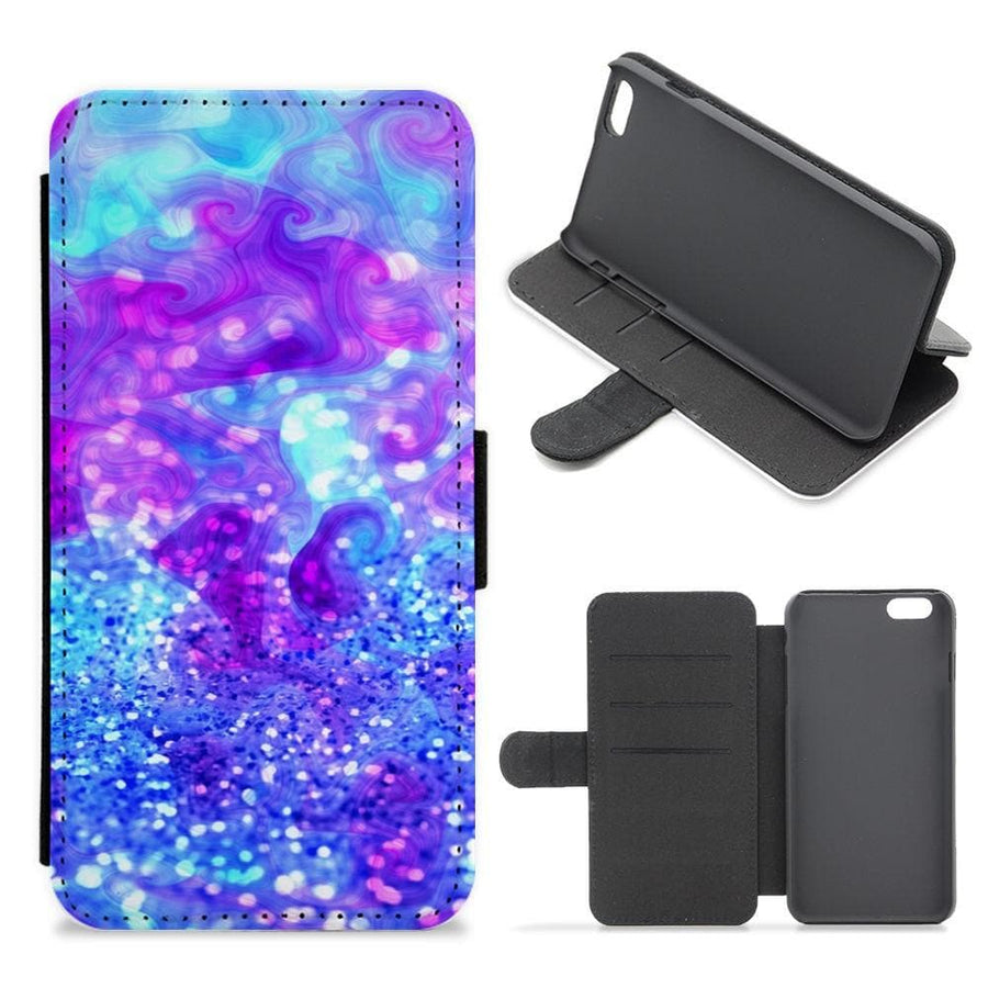 Glitter Swirl, Tumblr Stlye Flip / Wallet Phone Case - Fun Cases
