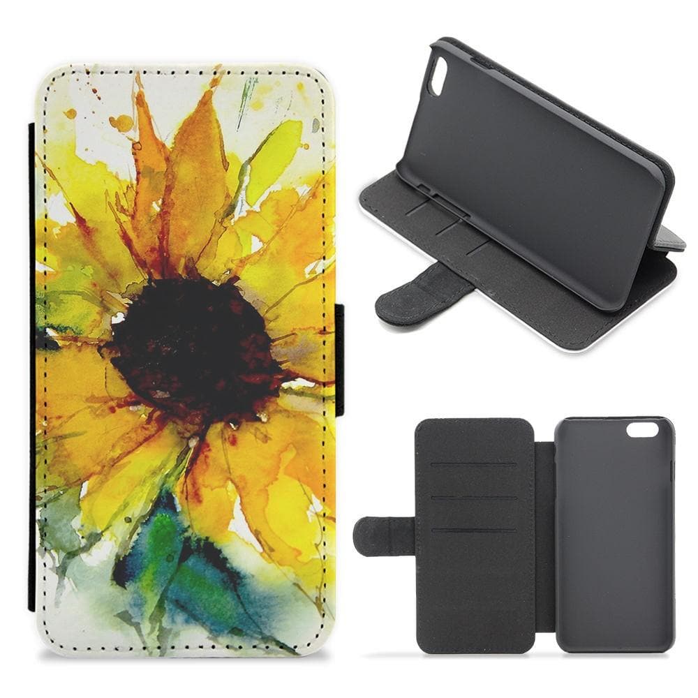 Watercolour Sunflower Flip Wallet Phone Case - Fun Cases