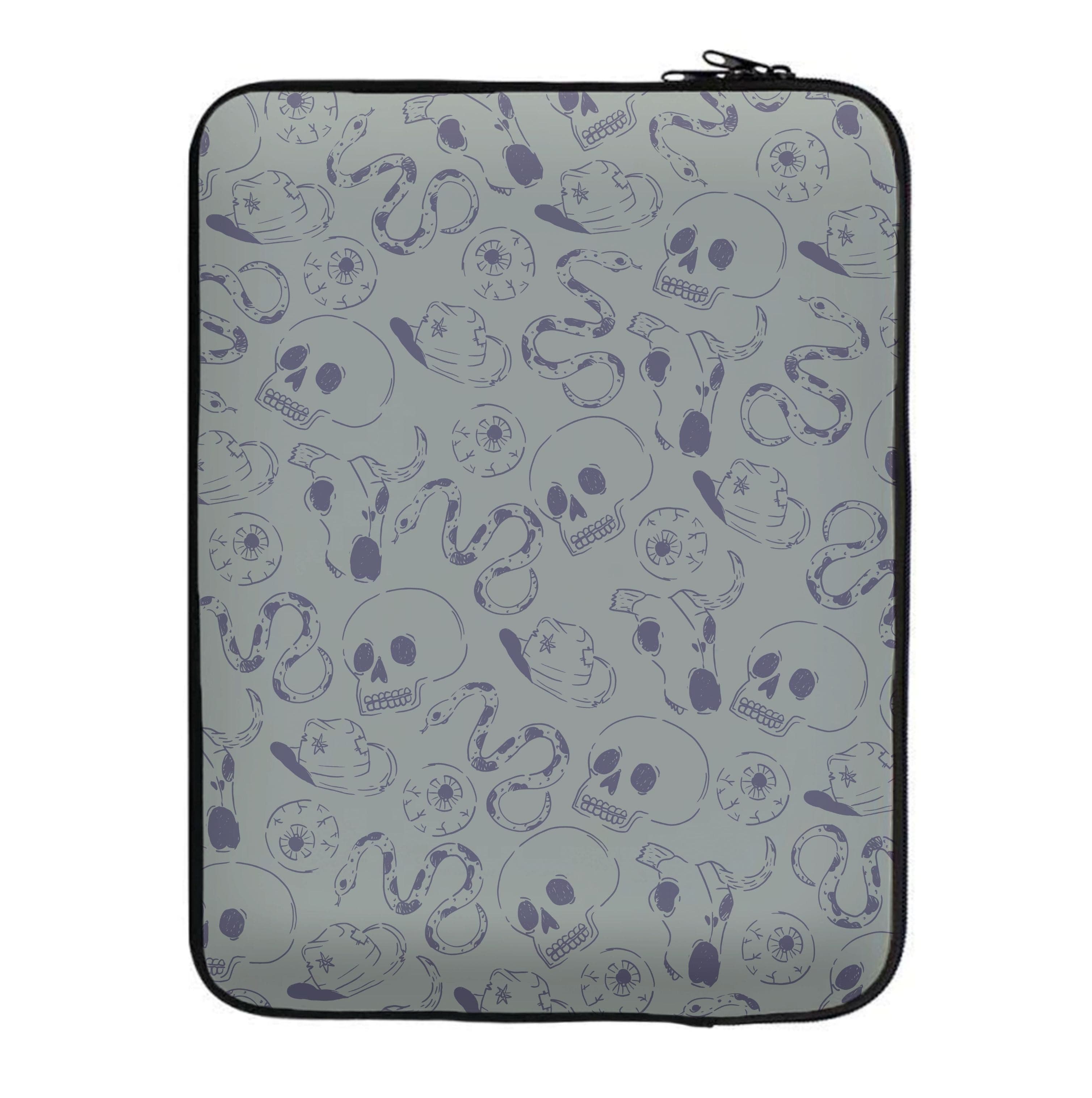 Blue Snakes And Skulls - Western  Laptop Sleeve