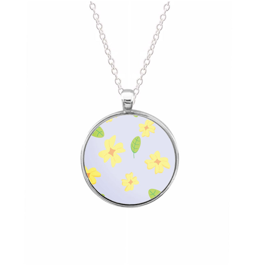 Yellow And Green Pattern - Floral Necklace