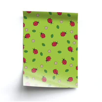 Ladybugs And Flowers - Spring Patterns Poster