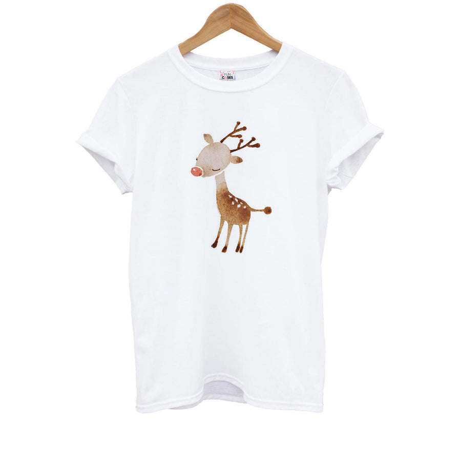 Watercolour Rudolph The Reindeer Kids T-Shirt