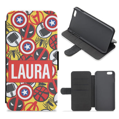 Collage - Personalised Superhero Comic Flip / Wallet Phone Case